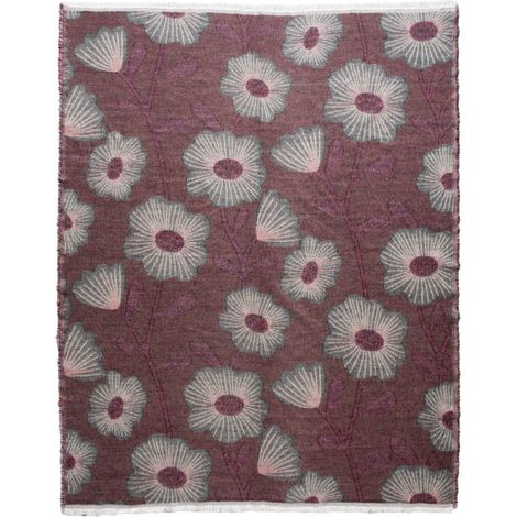 Amadeus - Plaid Lilou fleurs prune 130x170 cm (1/2)