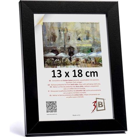 Cornice portafoto in legno con vetro acrilico, 13x18 cm, nera.