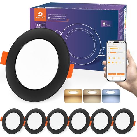 Lot 6 Spot LED Encastrable Noir 10W 220V Connectée Bluetooth (1/5)