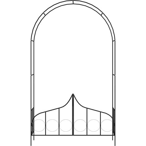 vidaXL Arco de jardín con puerta hierro negro 138x40x238 cm (1/2)