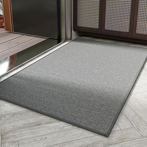 Tapis Entrée Intérieur,80 x 120cm Paillassons pour entrée,Paillasson Tapis Interieur Lavable en Lin,Tapis de salon,Gris (1/4)