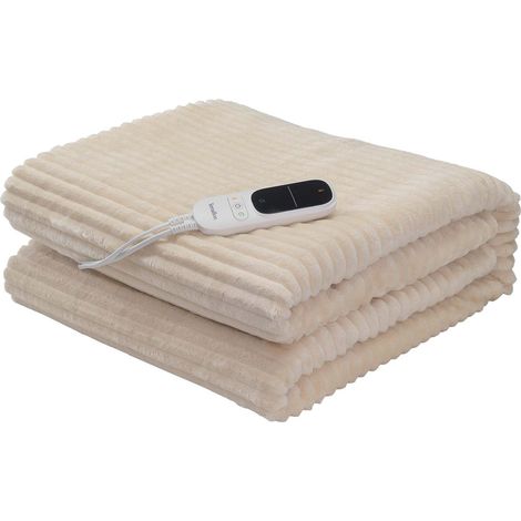 Plaid riscaldante - TERRAILLON - KOOMY CREME - 180x130 cm - Flanella & Sherpa - 9h di autonomia (1/5)
