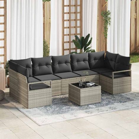 vidaXL Set di divani 8 pcs Grigio chiaro e grigio scuro polyrattan (1/5)