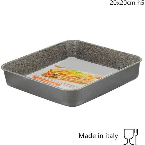 TRADE SHOP - Teglia Quadra Alta H5cm Con Rivestimento Antiaderente Antigraffio Da Forno 3 Misure -    -20X20 cm   -