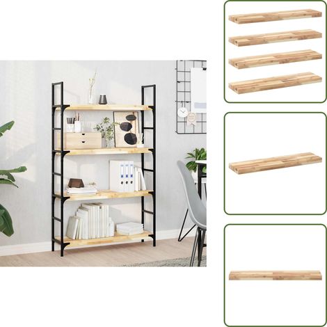 The Living Store Schweberegale 4 Stk. 100x20x4 cm Massivholz Akazie Unbehandelt - Akazienholz (1/5)