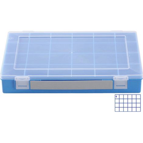 Vaschetta per minuteria 335x225x55 mm blu polipropilene 24 scomparti Hünersdorff HÜNERSDORFF WE6049 24
