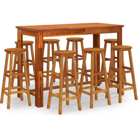 Maison Exclusive - Juego muebles de bar para jardín 9 pzas madera (1/5)