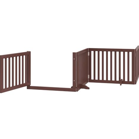 Barrière de sécurité pour chien animaux de compagnie porte pliable 8 panneaux bois de peuplier marron