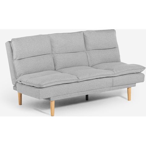 Divano letto clic clac 2 posti in tessuto con schienale reclinabile Livra - Grigio