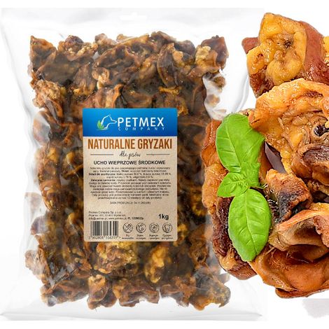 Oreilles de porc séchées naturelles pour chiens – 1 kg – Riche en collagène et glucosamine – Renforce les gencives et nettoie les dents – Amadeus Les Petits