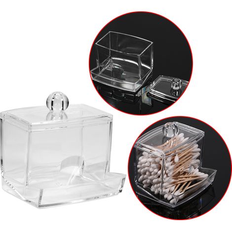 Transparente Kosmetikaufbewahrungsbox für Wattestäbchen und Beauty-Accessoires mit praktischem Organizer, PS-Kunststoff (1/5)