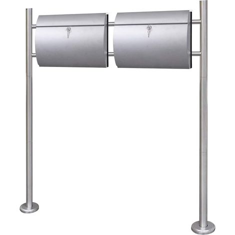 Boîte aux lettres double en acier inoxydable avec support (1/5)