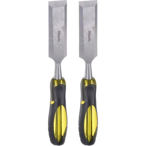 2 pièces ciseau à bois droit 32mm x 260mm CR-V alliage biseauté lame outils à main pour le travail du bois (1/5)