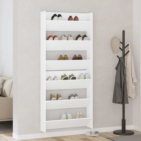 Lot de 2 Meubles à Chaussures Étagère à Chaussures - Blanc 80x18x90 cm Aggloméré BV914290 - BonneVie (1/5)