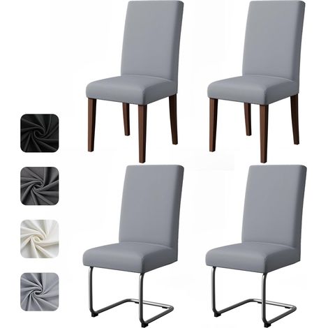 Housse de Chaise Lot de 4 Extensible Housse Chaise Salle à Manger pour Hôtel Banquet Restaurant Decoration,Pavec Bande Élastique pour Un Ajustement Amovible Recouvre Chaises Gris Clair (1/5)