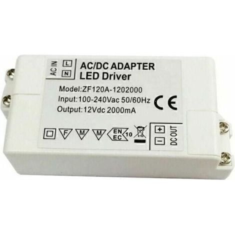 Trasformatore di alimentazione 24W 12V - Adattatore convertitore driver LED a tensione costante - Per strisce LED e lampadine G4, MR11, MR16 (1/4)