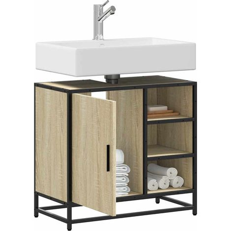 Badezimmer-Waschbeckenschrank Sonoma-Eiche 65 x 33 x 60 cm Holzwerkstoff