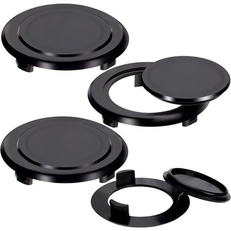 Lot de 4 anneaux et capuchons de parasol pour table de jardin, terrasse et plage, pour mâts standard de 2 pouces, base renforcée, noir (1/5)