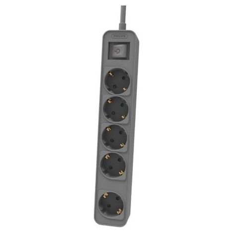 Regleta con Interruptor Philips CHP2154G/12 5 Tomas de corriente/ Cable 1.5m/ Gris
