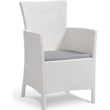 Keter 215518 Iowa Poltrona da Giardino in Resina Effetto Rattan Resistente UV colore Bianco (1/5)