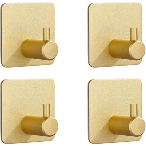Set of 4 Strong Self-Adhesive Hooks for Coats, Door, Bathroom, Wall, Kitchen - Suction Cup (Gold) (1/5)
