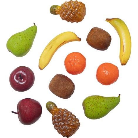Lot de 12 Fruits Artificiels Assortis en Plastique Soufflé - Taille Réelle (1/3)