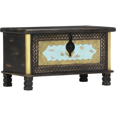 vidaXL Baúl de almacenamiento madera de mango negro 80x40x45 cm (1/2)
