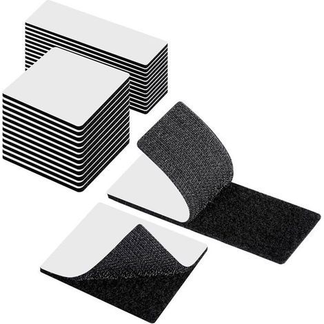 (Schwarzes) doppelseitiges Klettband, 24 Paar selbstklebende Klettstreifen, starke Klettverschlüsse für den Haushalt (1/5)