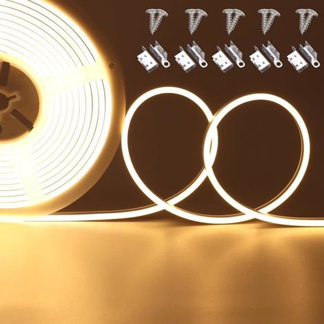 4Mm Étroite Ruban Led Néon 5M Blanc Chaud 3000K Exterieur,24V Bande Led 168Leds/M Lumière Uniforme Sans Points,Ip67 Étanche [CA129] (1/5)