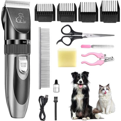 Cortapelos para perros, recortadora de pelo para mascotas, herramientas de aseo inalámbricas, resistente al agua IPX7, bajo nivel de ruido, para perros grandes, gatos y otras mascotas. (1/5)