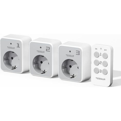 Prise Telecommande sans Fil, Portée de 30,5 M, Lot de 3 3+1 Set, 3600W Intérieures Prise Electrique avec Télécommande et Interrupteur, pour Décoration, Électroménager, Éclairage