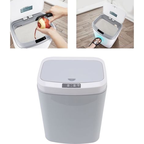 Cubo de basura de 16 litros con tecnología de sensor inteligente, apertura automática y control manual – sistema infrarrojo, funcionamiento silencioso, iluminación LED y soporte para bolsas – color gr (1/5)