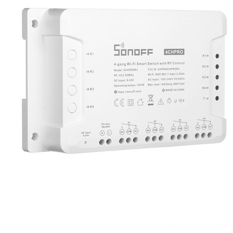 Interruptor WiFi inteligente ITEAD Sonoff R3/PRO R3 de 4 vías con radio de 433 MHz y compatibilidad con Amazon Alexa. (1/5)