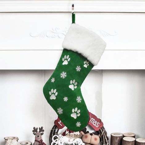 Chaussette de Noël Personnalisée Chien de Compagnie Décoration de Cheminée Suspendue Sac Cadeau Sacs pour la Intérieure 1 x 45 cm Vert (1/5)