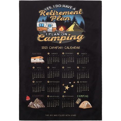 Calendrier de camping en tissu 2023, calendrier mural pour la maison, le bureau ou la chambre d'étudiant-60X40X0.1cm-Black (1/3)