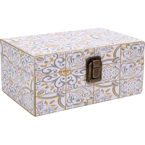 Scatola portaoggetti in pelle e legno, antipolvere, per gioielli decorativi, con anello, per orecchini e collane. (1/5)