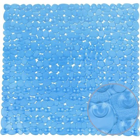 (Bleu. 54x54 cm) Tapis de Douche Carré en PVC. Tapis en Plastique Antidérapant. Tapis de Bain avec 182 Ventouses