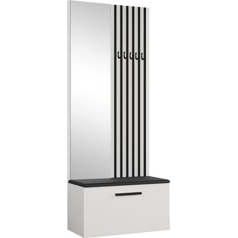 AX LIVING Kleiderschrank mit Spiegel Rosanno II - 80,6 cm Weiß JS100