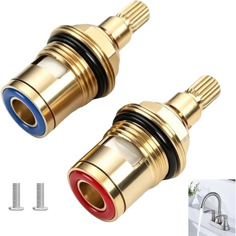 2 Pièces Tête à Disques Céramique, Cartouche Céramique Robinet Têtes Disques Céramiques 1/2" Quart de Tour en Laiton, Cartouches de Rechange 20 Crans Antifuite, Idéales pour Cuisine, Salle Bain (1/5)