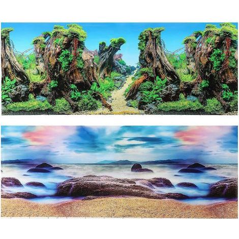 Papier-Aquariumhintergrund, 3D-Aufkleber, Hintergrundbild, Aquariumdekoration – 122 x 50 cm (1/3)