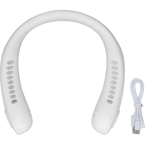 Ventilateur de cou sans pales, 22 sorties d'air, moteur silencieux, chargement USB, démarrage facile par simple pression d'un bouton, pour l'extérieur (blanc). (1/5)