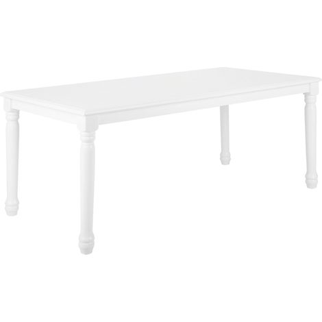 Mesa de comedor blanco 180 x 90 cm madera de caucho vintage retro Cary (1/5)