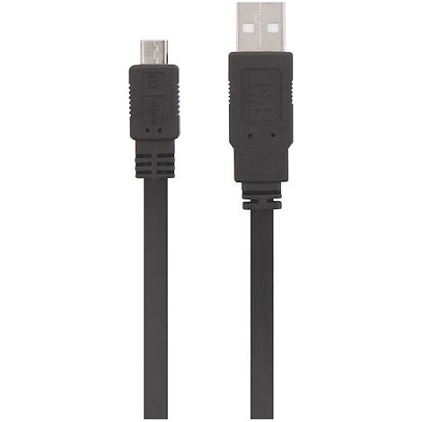 Cable USB micro USB plat 0.3m - Noir (1/2)