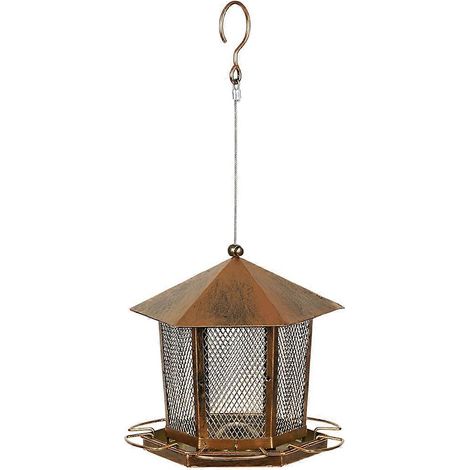 Mangeoire à oiseaux de jardin grande capacité, robuste, en fer, résistante aux écureuils, suspendue, pour perroquets, en extérieur (1/5)
