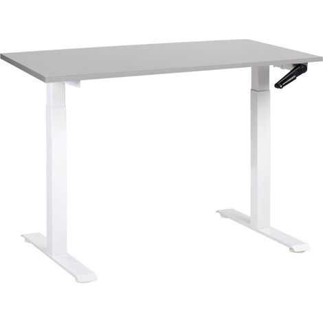 Scrivania regolabile manualmente grigio e bianco 120 x 72 cm DESTINES (1/5)
