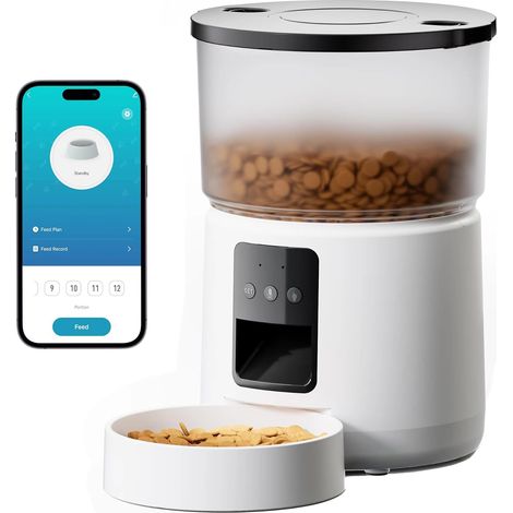 Distributeur Croquettes Chat Automatique - 5G/2,4G WiFi blanc