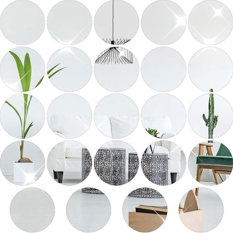 24 Pièces Miroirs Ronds Autocollants - 5 X 5 Cm - Mini Miroir MosaïQue Acrylique, Miroir Autocollant, Petit Miroir Rond Flexible, Pour Bricolage, Mur, Table, Cuisine, Salle De Bain (1/5)
