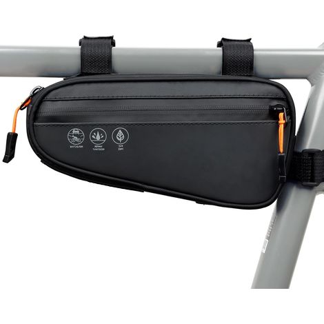 Borsa triangolare per bicicletta - borsa porta bici con 2 tasche laterali - borsa 3 in 1 per tubo orizzontale - set di attrezzi impermeabile per bicicletta - mountain bike e bici da strada (1/4)
