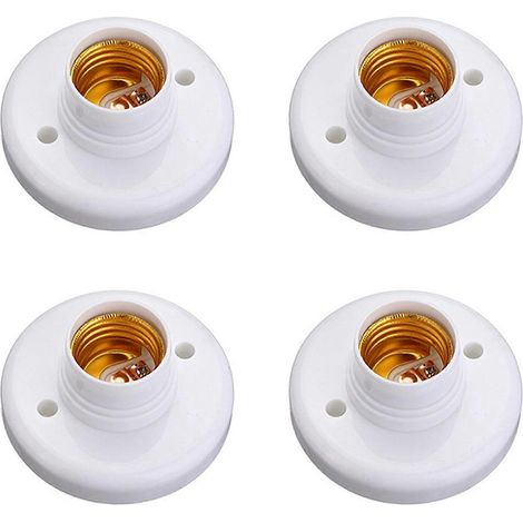 4 x E27 rond plastique base vis ampoule lampe prise support blanc (1/5)