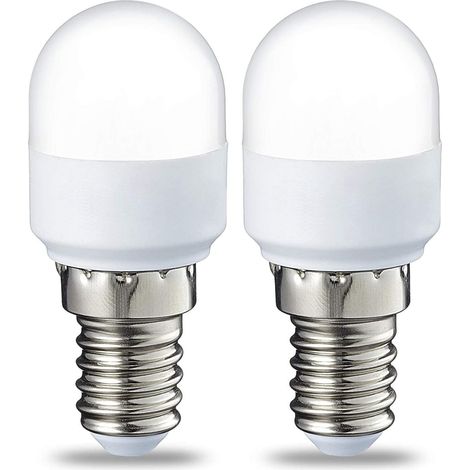 Lot de 2 ampoules LED pour réfrigérateur T22 E14 2 W (équivalent 15 W) 3000K Blanc chaud Intensité non variable